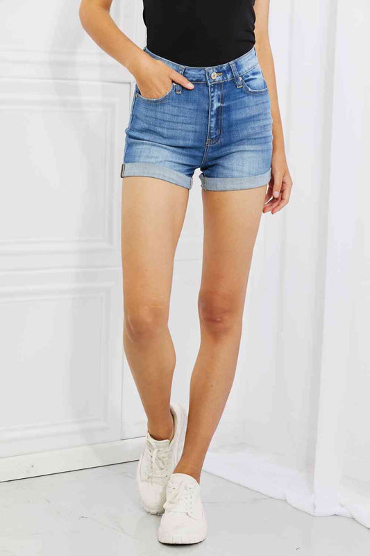 Kancan medium wash denim jean shorts- Joy is the Journey Store