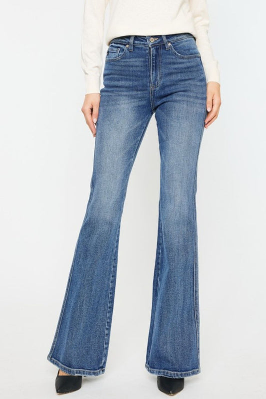 Kancan Cat’s whisker detail high waist flare jeans-joy is the journey store